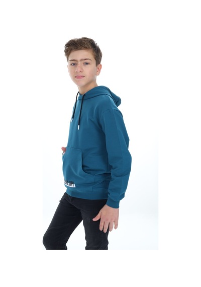 Toontoy Kids Toontoy Erkek Çocuk Oversize Kapüşonlu Cepli Baskılı Sweatshirt - 2 İplik Petrol Mavi Toontoy Kids Toontoy Erkek Çocuk Oversize Kapüşonlu Cepli Baskılı Sweatshirt - 2 İplik Petrol Mavi
