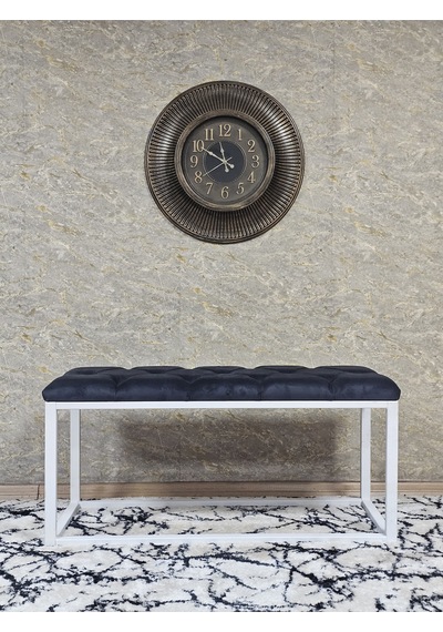 Zafir Beyaz Boyalı Diktörtgen 100 Cm X 40 Cm Oturak Puf - Bench - Makyaj Oturağı - Oturak Füme