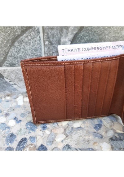 Gvnbag Hakiki Deri Erkek Yatay Büyük Boy Taba Cüzdan Gvn-0136