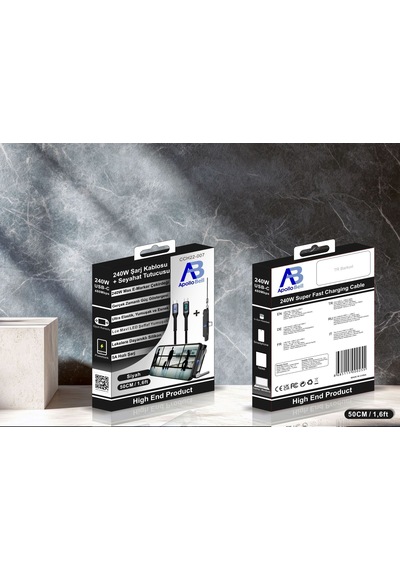 Apollobell Cch22-007 240w Şarj Kablosu + Seyahat Tutucusu
