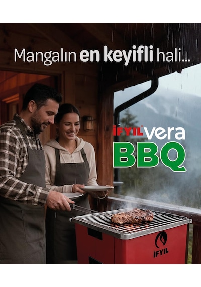 Vera Pelet Yakıtlı Dumansız Sağlıklı Döküm Izgaralı Mangal & Barbekü 2 Kg Pelet Hediyeli - Bordo Diğer