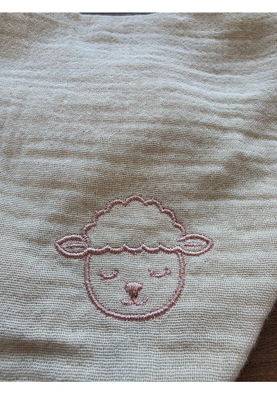Sleepy Lamb Nakışlı Müslin Bandana Önlük Krem