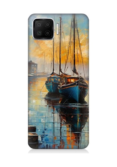 Oppo A73 Uyumlu Limanda Günbatımı Huzuru Desenli Silikon Kılıf Çok Renkli