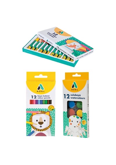 Adel Kalemcilik Suluboya+pastel Boya+kuru Boya 3lü Set