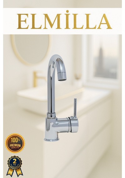 Krom Armut Baston Borulu Banyo Lavabo Bataryası Çeşmesi Musluğu Çift Su Girişli