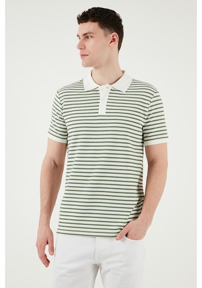 Buratti Pamuklu Regular Fit Çizgili Erkek Polo Yaka T Shirt 5903009 Elma Yeşili