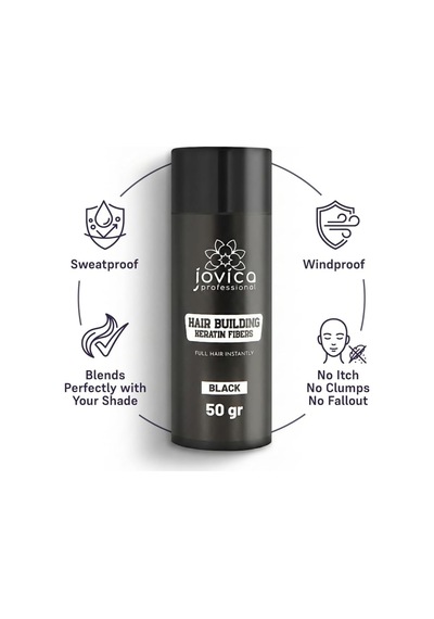 Jovica Saç Dolgunlaştırıcı Keratin Toz Fiber - Siyah Altın - Siyah