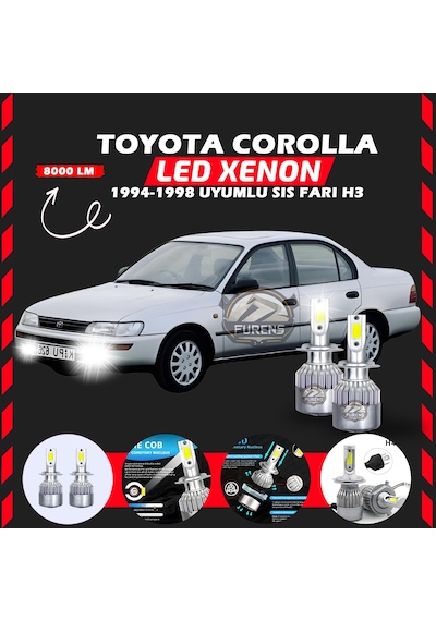 Toyota Corolla Efsane Kasa Sis Farı Uyumlu Şimşek Etkilii Led Xenon Performance Series H3
