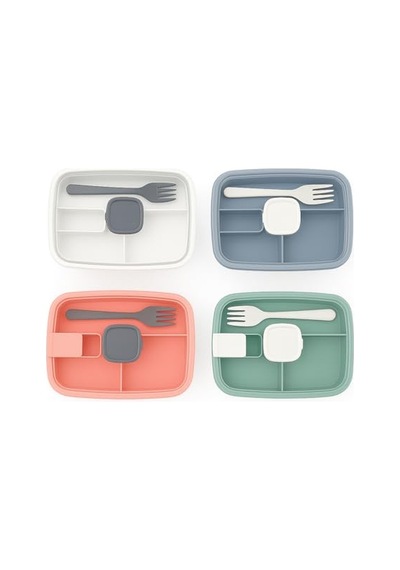 Lunchbox Yemek Kabı Sızdırmaz Taşınabilir Ve Zindeliklı Saklama Kutusu Çatal Kaşık Bölmeli Gıda Dostu Gri Diğer
