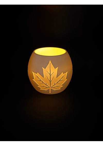 3d Baskı Akçaağaç Yaprağı Kabartmalı Tealight Mumluk Dekoratif Sonbahar Feneri Şamdan Masa Süsü Renkli