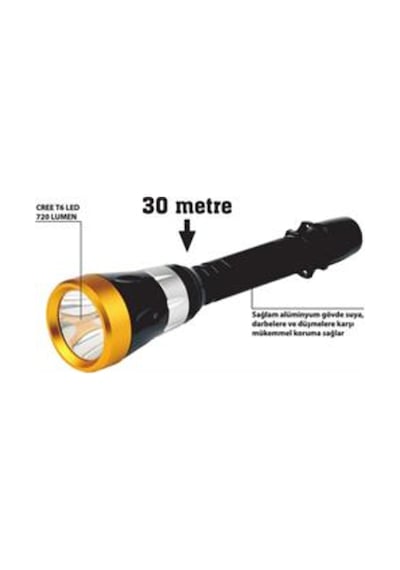 Steweld 607 Db Şarjlı Ve Led Sualtı El Feneri Siyah