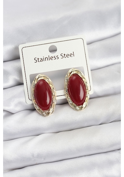 Taşveoyunatölyesi Kırmızı Badem Model Vintage Kadın Küpe Tg27bkp11608 Çok Renkli