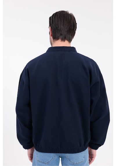 Erkek Gabardin Kumaş Fermuarlı Oversize Mevsimlik Ceket-144 Lacivert