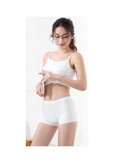 COJans 4 Adet Kadın Dikişsiz Görünmez İz Yapmaz Mini Şort Boxer Beyaz Çok Renkli