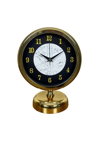 Mermer Işıltısı Gold 25 X 20 Cm Metal Masa Saati Çok Renkli