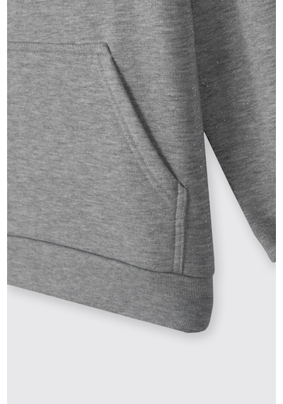 Panço Kız Çocuk Kapüşonlu Gri Sweatshirt