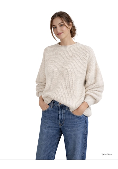 Trikonova Oversize Triko Kazak Ekru