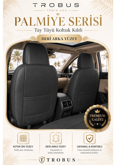 Fiat Tipo 1990-2000 Uyumlu Palmiye Serisi Siyah Beyaz Oto Koltuk Kılıfı