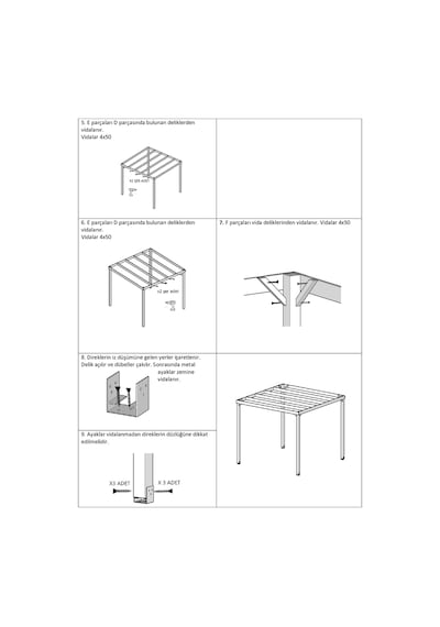 Ahşap Smart Pergole Tente Çardak 250x250 Cm