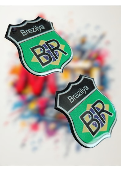 Brazil Damla Sticker Etiket Kabartmalı 3dsilikon Direk Arma Brezilya Etiketçilere Özel 2adet 3,5x3cm Çok Renkli