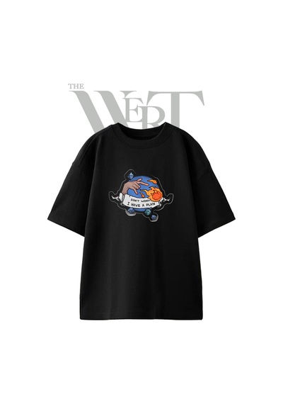 Thewert Game Master Tasarım Baskılı Ünisex Siyah Oversize T-shirt