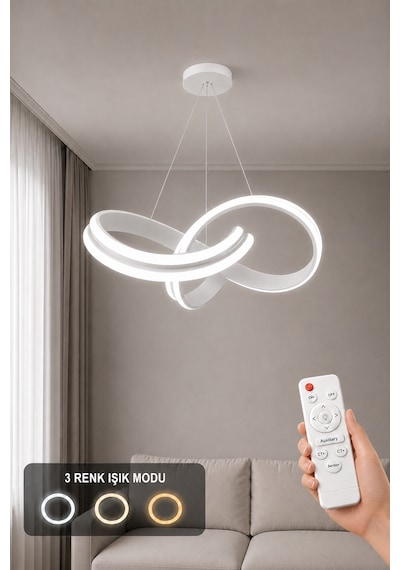 AvizeGO Arona Led Sarkıt Avize 3 Renk Kumandalı Beyaz