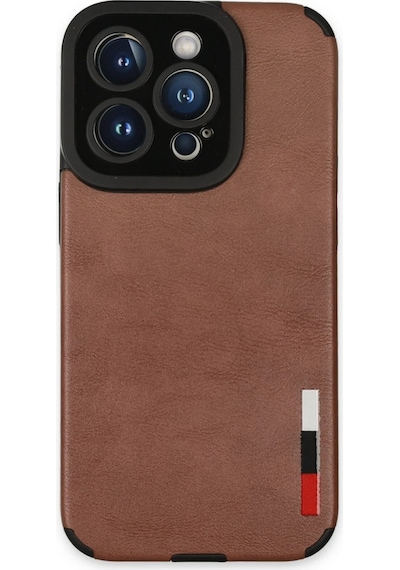 Newface Apple iPhone Uyumlu 14 Pro Max Kılıf Loop Deri Silikon Glblseme - 93 - Kahverengi