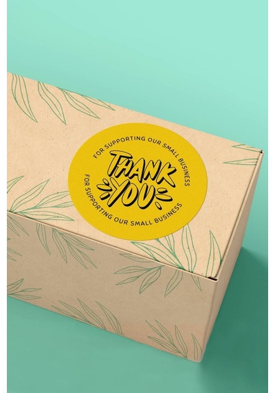 Small Business Thank You Sarı Sticker 3x3cm St2223 Çok Renkli
