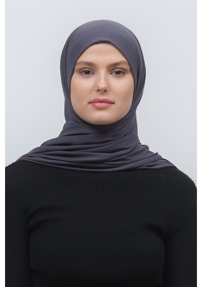 Altobeh Tesettür Kadın Düz Renk Penye Şal Hijab - Füme