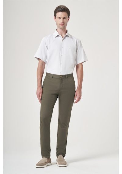 İmza Haki Yan Cep Slim Fit Casual Pamuklu Chino Pantolon 1003260178