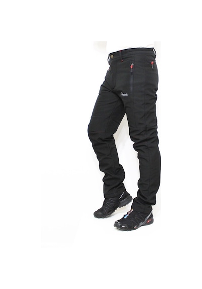 Mudwill Outdoor Softshell Kışlık Erkek Pantolon 600201 Siyah - Kırmızı