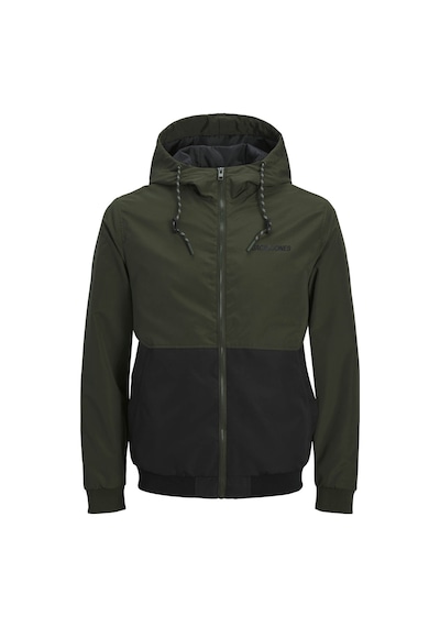 Jack & Jones Jjerush Hood Bomber Noos Siyah-yeşil Erkek Mont 12200208 Siyah-yeşil