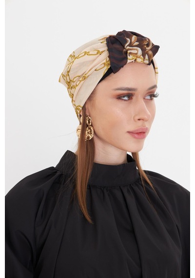 Hürrem Bone Bej Pratik Hazır Geçmeli Tesettür Bone Kesik Elyaf Retro Desenli 2409 12 Bej Hürrem Bone Bej Pratik Hazır Geçmeli Tesettür Bone Kesik Elyaf Retro Desenli 2409 12 Bej