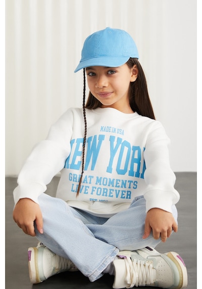Grımelange Grımelange HERMIA-GRM24050 75% pamuk 25% polyester kız  çocuk Ekru Yeşil Sweatshirt