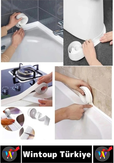 Bantseti Mutfak Lavabo Pencere Sızdırmaz Kenar Yalıtım Bandı Çok Şık Beyaz-gri 3.2 Metre Dörtlü Set