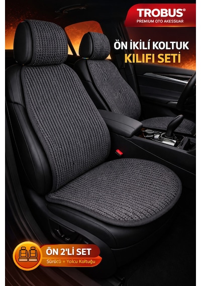 Renault Clio 2019 Ve Sonrası Clio 5 Uyumlu Örme Ön 2 Parça Minder Füme