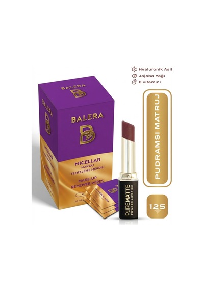 Pure Matte Powder Lipstick No: 125 - Nemlendirici Pudramsı Mat Ruj Makyaj Temizleme Mendili Hediyeli 0