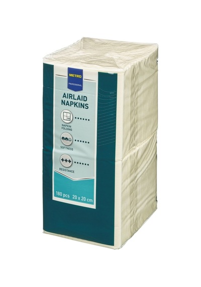Metro Professıonal Airlaid Peçete 20x20cm 180 Adet Krem 3'li Ekonomik Paket - 3 Adet Tarı