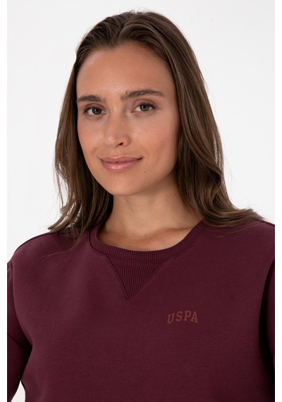 U.S. Polo Assn. Kadın Bordo Şardonlu Bisiklet Yaka Basic Sweatshırt 50313586-VR177