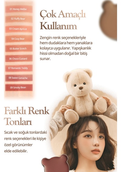 Dasique 9 Renkli Ruj & Allık Paleti Mood Painting Lip & Cheek Palette 05 Cozy Bear 05 Cozy Bear