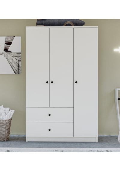 Metalia Gm 854 Home 3 Kapılı 2 Çekmeceli Düğme Kulplu Gardırop