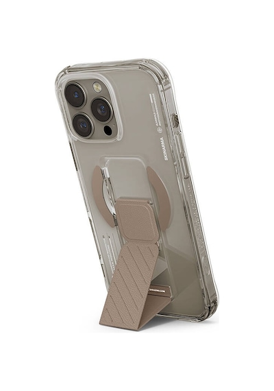Apple iPhone 16 Pro Uyumlu Kılıf Magsafe Şarj Özellikli Teknoloji Desenli Standlı Skinarma Axon Kapak Gold