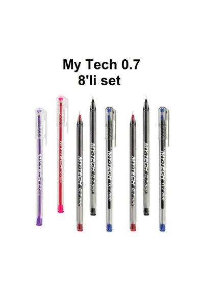 My Tech Tükenmez Kalem 0.7 Mm 8 Li Set Çok Renkli