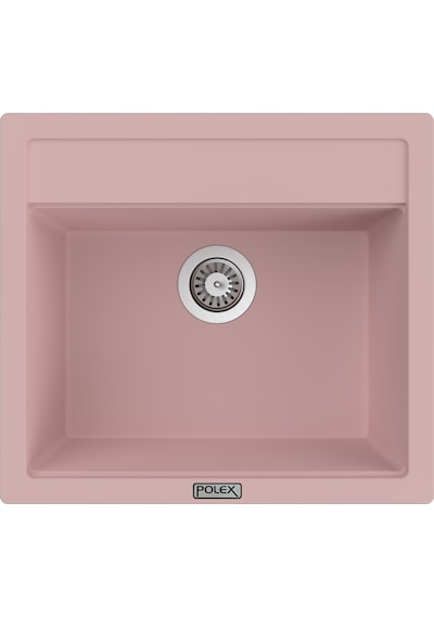 Polex Cristalüx Granit Evye P-08 Pembe Tezgah Altı Ve Tezgah Üstü Kare Mutfak Evyesi 55.5x50 CM