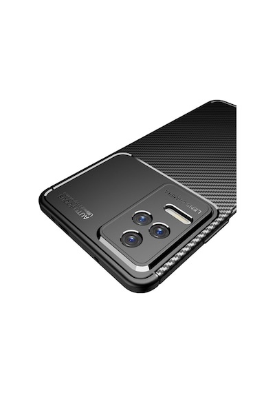 Xiaomi Poco F4 Kılıf Karbon Görünümlü Silikon Kamera Korumalı Üstün Koruma Pazarplus Lacivert