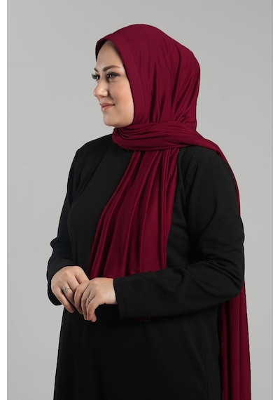 Hürrem Bone Bordo Pratik Hazır Geçmeli Şal Viskon Önü Süngerli Penye Şal 2202 16 Bordo