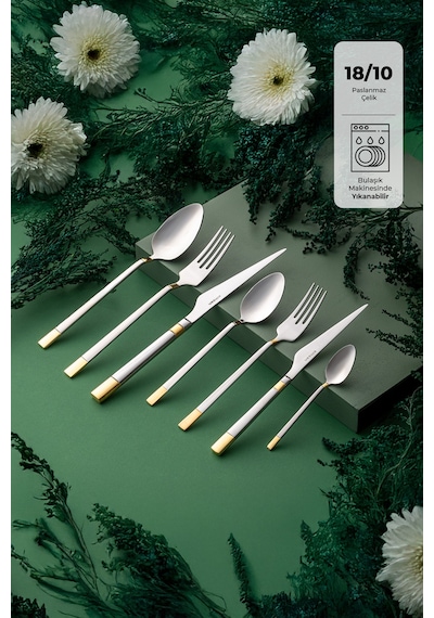 Emsan Elegance Duru Gold 84 Parça Lüks Kutulu Çatal Kaşık Bıçak Takımı