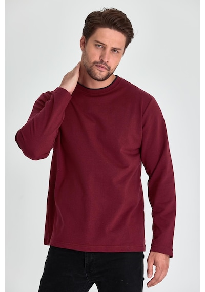 Comeor Erkek Bordo Çift Bisiklet Yaka Standart Rahat Kesim Sweatshirt