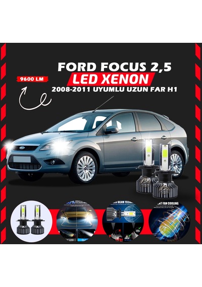 Ford Focus 2.5 2008-2011 Uzun Far Uyumlu Şimşek Etkili Led Xenon Pro Series H1