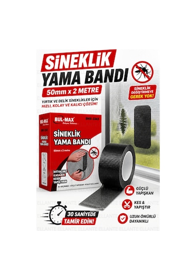Sineklik Yama Bandı 50 Mm X 2 Metre Güçlü Yapışkanlı Sineklik Tamir Bandı Kes Yapıştır Fiber File On